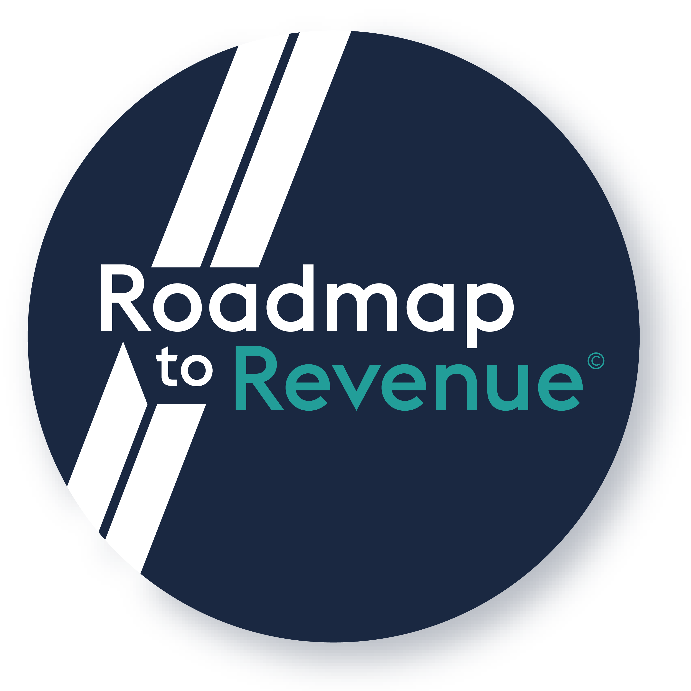 Roadmap to Revenue logo in white and green on a navy circle