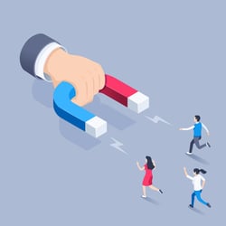 magent pulling people and customers towards it illustration