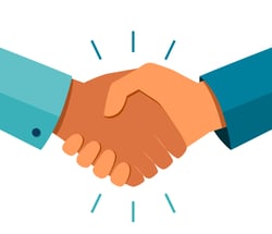 two business people handshake closing deal illustration