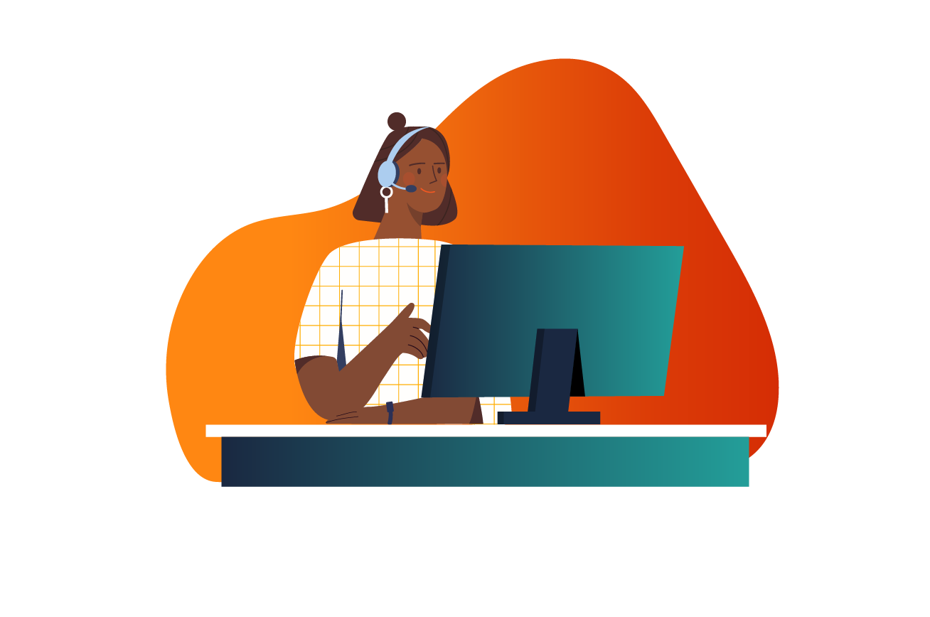 Illustration of woman making cold call at computer | Funnel Clarity
